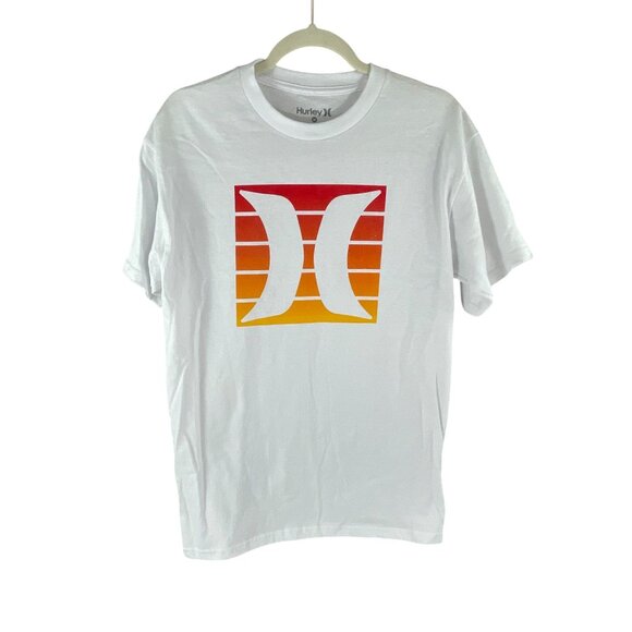 Hurley NWOT Short Sleeves T-Shirt Size M White Logo 100% Cotton Classic Casual - Picture 1 of 10